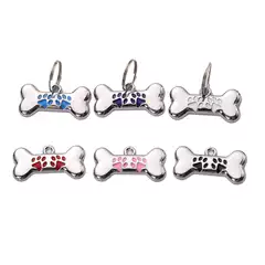 In-Stock Cross-Border Metal Dog Tag Pendant Pet Collar Accessory Zinc Alloy Footprint Bone Pendant with Engraving
