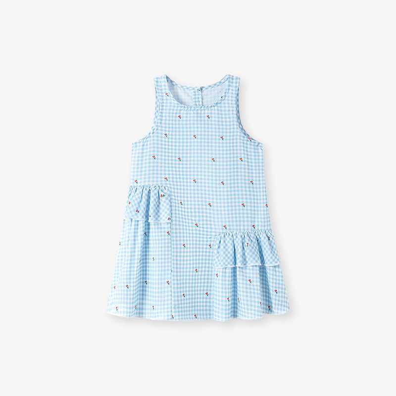 Summer Sleeveless Girls' Slip Dress, Cute Baby Skirt, Plaid Kids' Dress, Kids' Dress