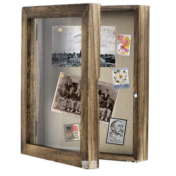 Wooden photo frame transparent flip display box three-dimensional hollow photo frame medal display box insect dried flower notebook box