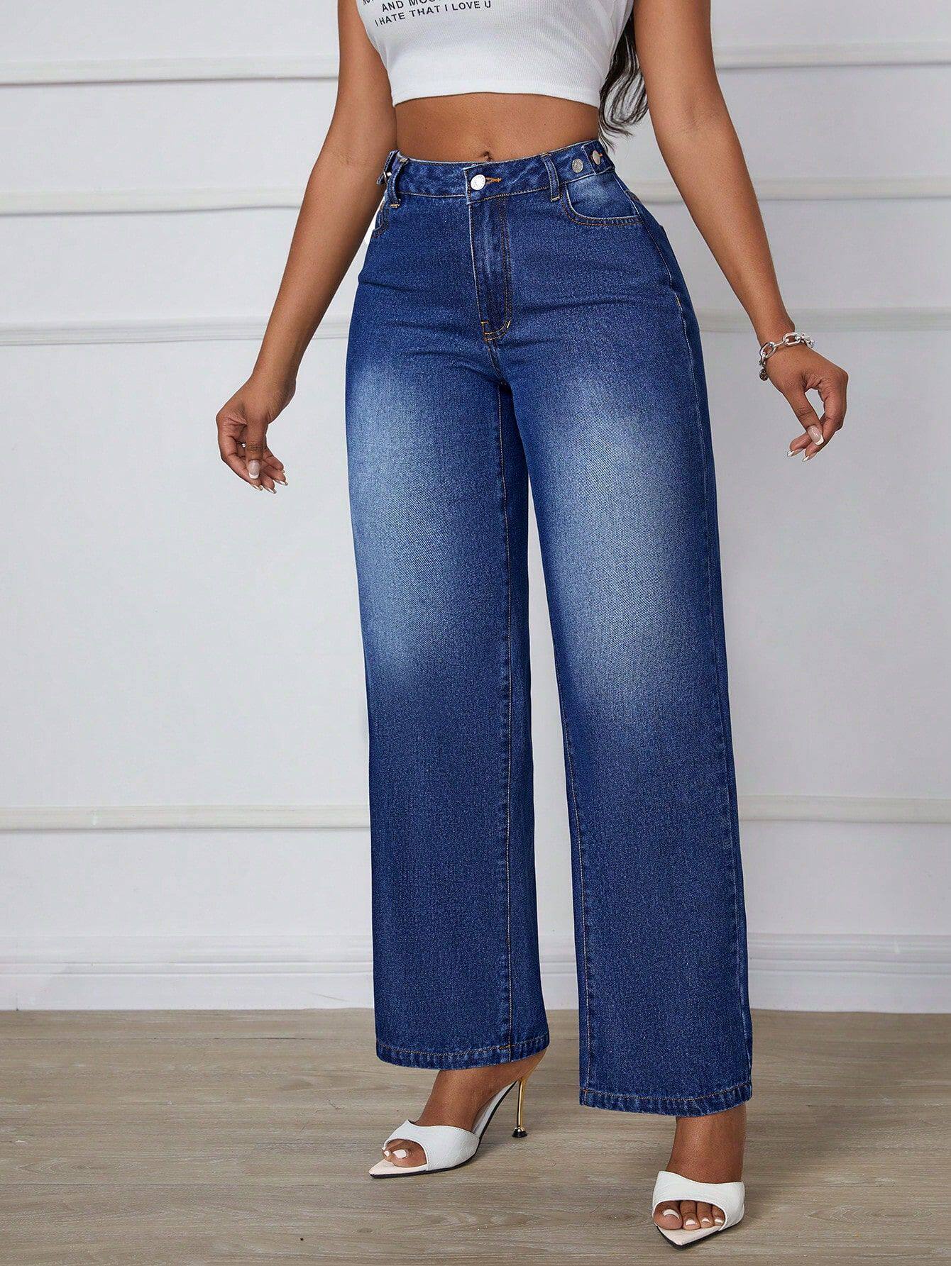 Wide Leg Denim Trousers Straight Fit Casual Style Versatile for Everyday Wear Wholesale Available