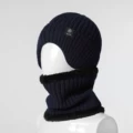 Snowflake label ear protection-navy blue [set] cotton thread