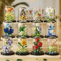 Dust Cover Building Blocks Flower Compatible with Lego Potted Plants Hibiscus Flower Children's Assembled Toys Valentine's Day 