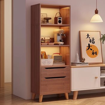 Bookcase Modern Simple Vertical Cabinet Household Bookshelf Floor Storage Rack Living Room Storage Cabinet Small Narrow Cabinet Dust-proof Display Cabinet
