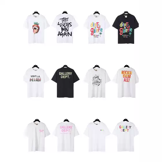 Cross-Border Export New Trendy Brand Gallery Gold Classic Letter Print Casual Short-Sleeved Men's and Women's Loose T-Shirts for Couples