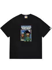 Summer Trendy Brand Bape Ape Head Heavyweight Pure Cotton Round Neck Casual Short-Sleeved Couple's Loose Top T-Shirt for Men and Women