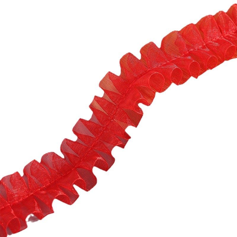 in stock 2.5cm color pleated lace I-shaped snow yarn belt DIY handmade decorative clothing accessories wholesale