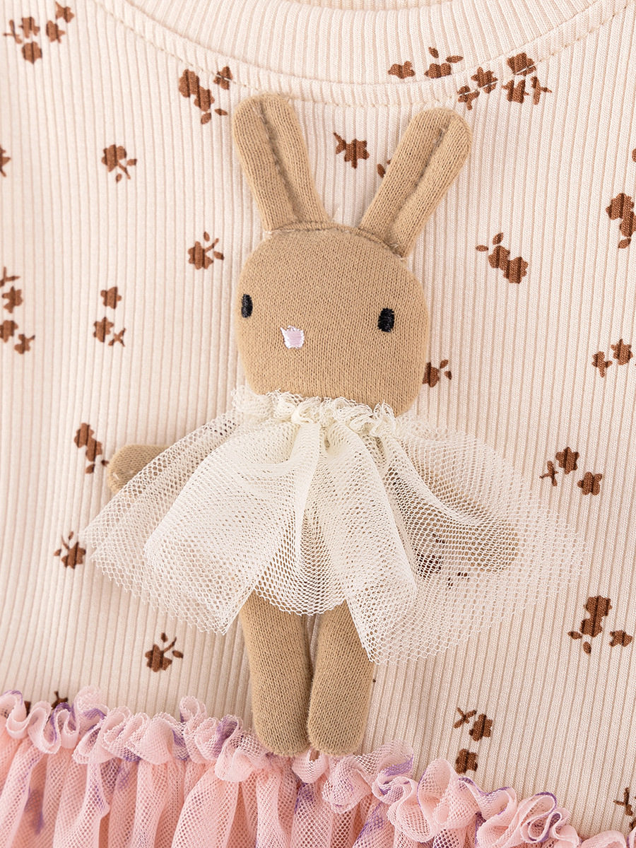 Robe fille mignon stylée, robe enfant maille été lapin 3D mignon