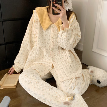 2025 Autumn and Winter Thickeneded Laminated Warm Postpartum Breastfeeding Maternity Air Cotton Maternity Large Size Confinement Clothes 12