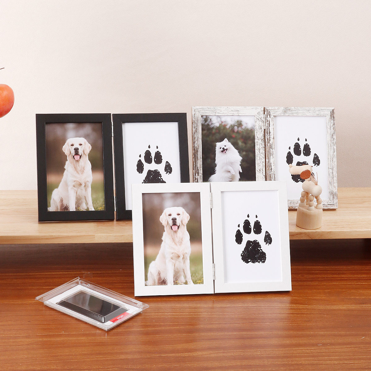 Cross-Border Pet Hand and Foot Print Photo Frame Table Double 6inch 7inch Baby Hand and Foot Print DIY Commemorative Frame Wholesale