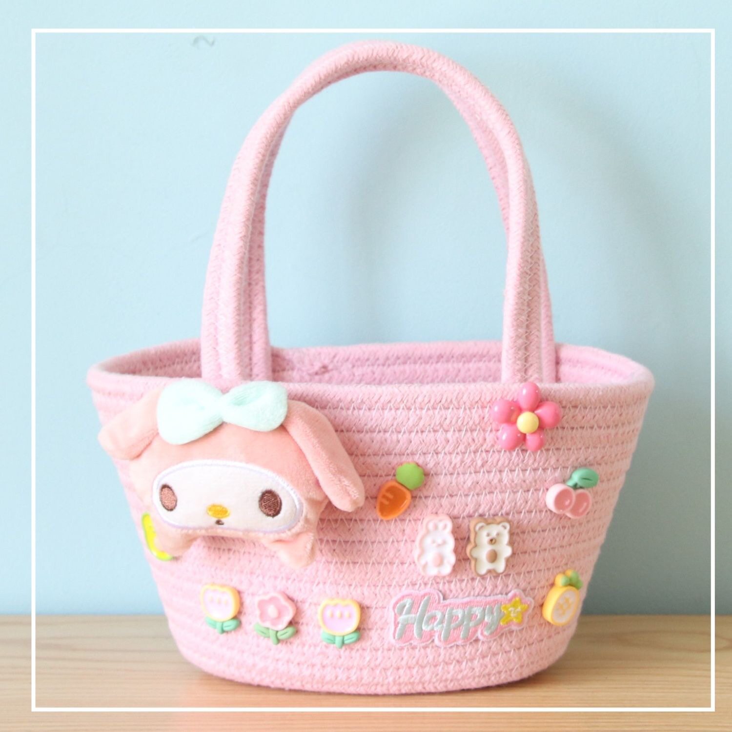 ピンク メロディー クリーム ラバー ハンドバッグ