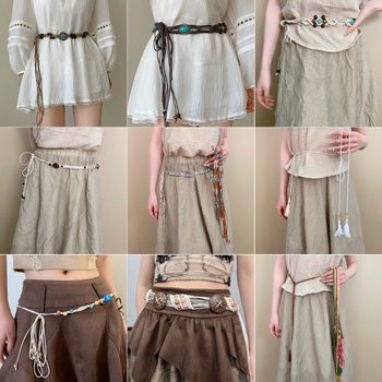 Bohemian Woven Belt for Women, Ethnic Style, Retro Waist Chain, Niche Design, Antique Style, Versatile Clothing Accessories