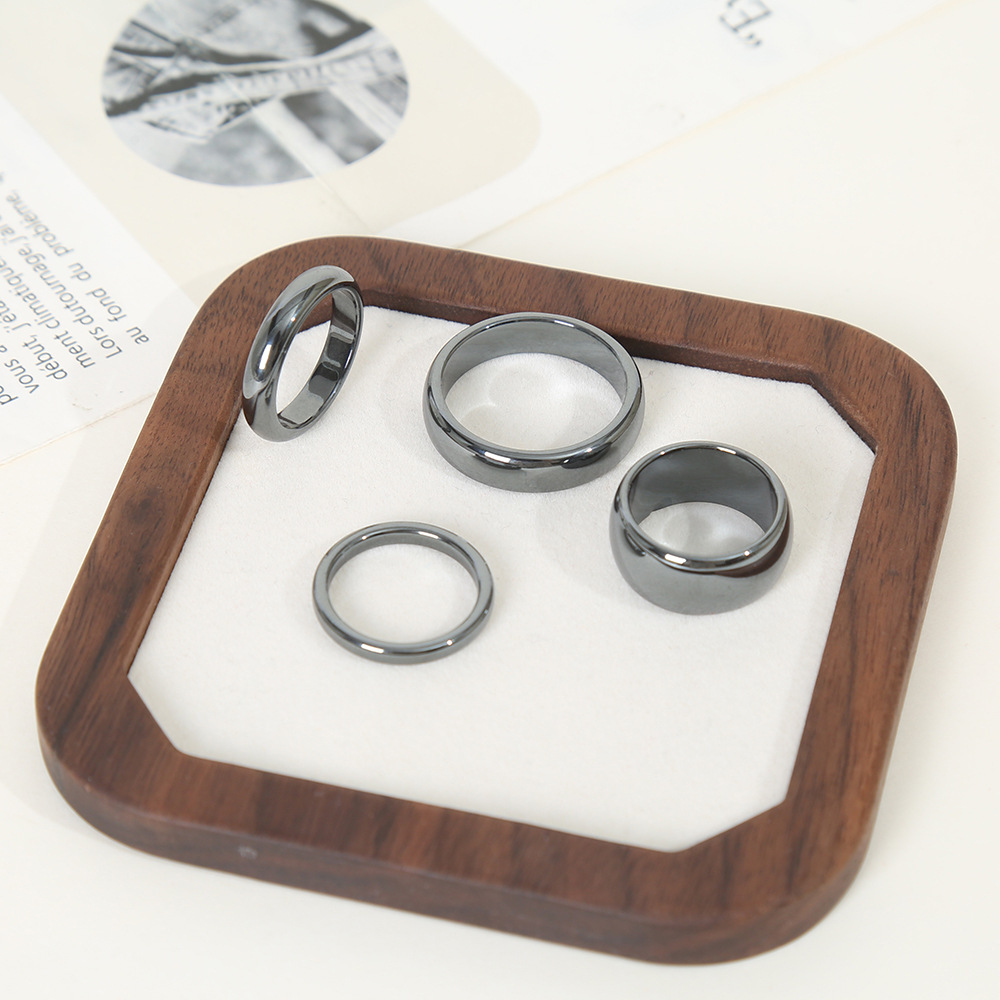 black gallstone ring polished pair ring 4T curved ring coupl...