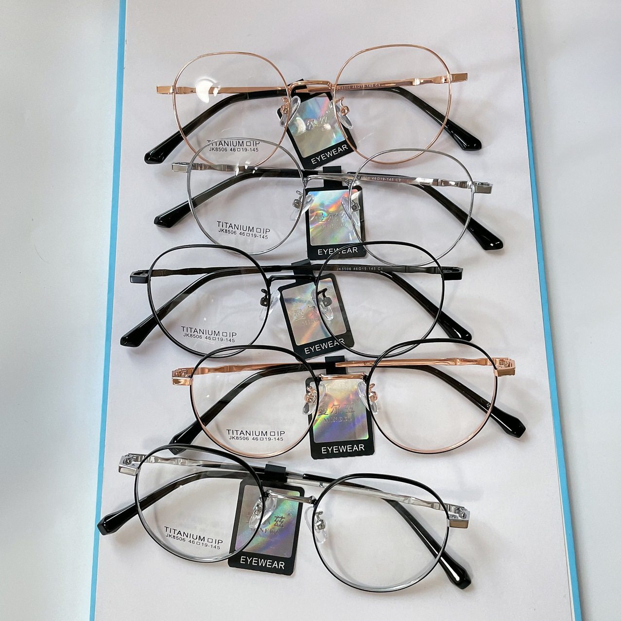 New Two-color Wide-brimmed Semi-titanium Literary Retro Glasses Frame Youth Myopia Optical Glasses