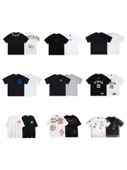 2025 Summer New Men's and Women's Fashionable All-match Round Neck Pullover T-shirt Hand-painted Splash Ink Trendy Brand