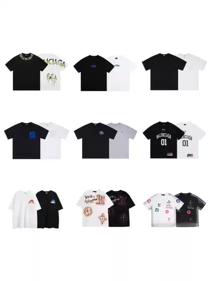 2025 Summer New Men's and Women's Fashionable All-match Round Neck Pullover T-shirt Hand-painted Splash Ink Trendy Brand