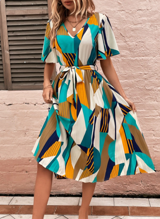 Floral Print Maxi Dress Short Sleeve Tie Detail Elegant Design Perfect for Summer Events Wholesale Available