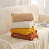 Scandinavian Style Pure Color Warp Knitted Tassel Knitted Blanket B&B Decorative Bedside Towel Cover Blanket Office Sofa Nap Blanket