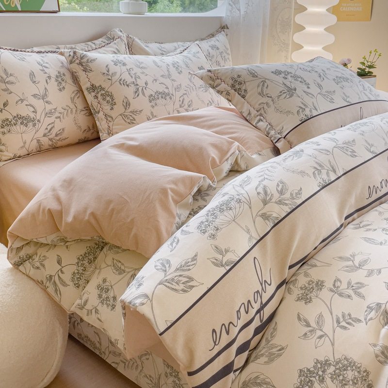 Thickened Cotton Sanding Four-piece Set 100 Cotton Ecological Sanding Printing Four-piece Set Cotton Bedding for Autumn and Winter