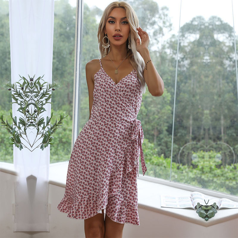 Summer Womens Irregular Print Cami Dress Trendy Design Lightweight Fabric Comfortable Fit Perfect for Casual Outings
