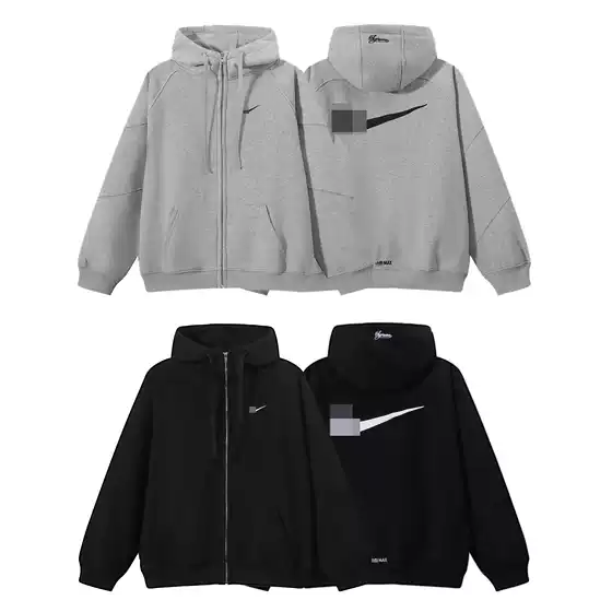 Cross-Border Hot Selling Sup Sweatshirt N Joint Hook Letter Embroider Fleece-Lined Hooded Jacket Loose Zipper Jacket