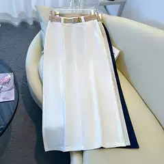 Tencel Linen Midi Skirt Women 2026 Summer New High Waist Lightweight Back Slit Casual A-Line Skirt