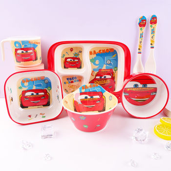 Children's Tableware Spoon Fork Plate Porridge Soup Bowl Frozen Mcqueen Car Elsa New Model