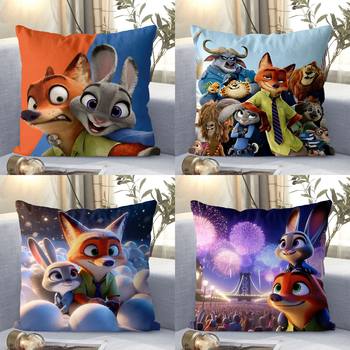 Zootopia Pillow Rabbit Judy Fox Nick Cartoon Cute Bedroom Cushion Pillow Birthday Gift Waist Cushion
