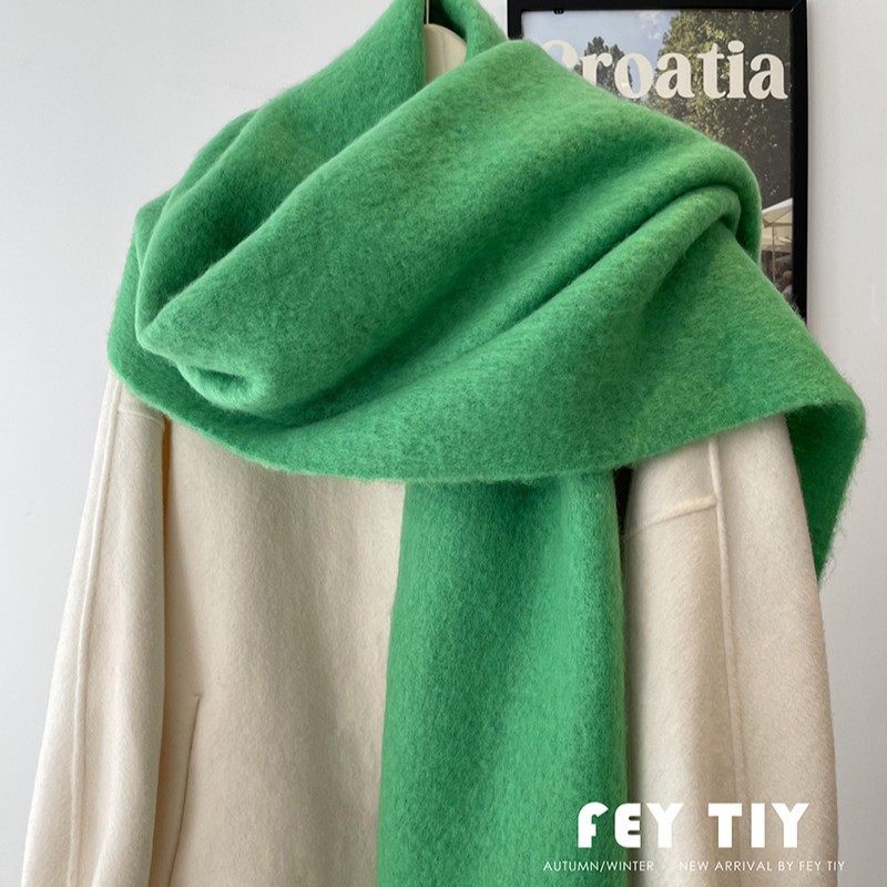 Big scarf that can sink your face in retro solid color mohair scarf shawl lovers all-match winter warmth