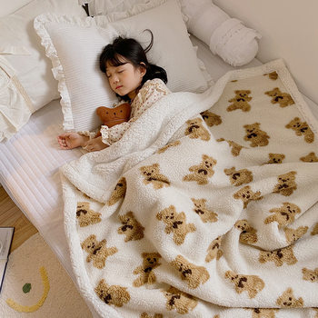 Cartoon Teddy Velvet Blanket Lamb Velvet Blanket Thickened Warm Sofa Blanket Office Nap Student Dormitory Cover Blanket