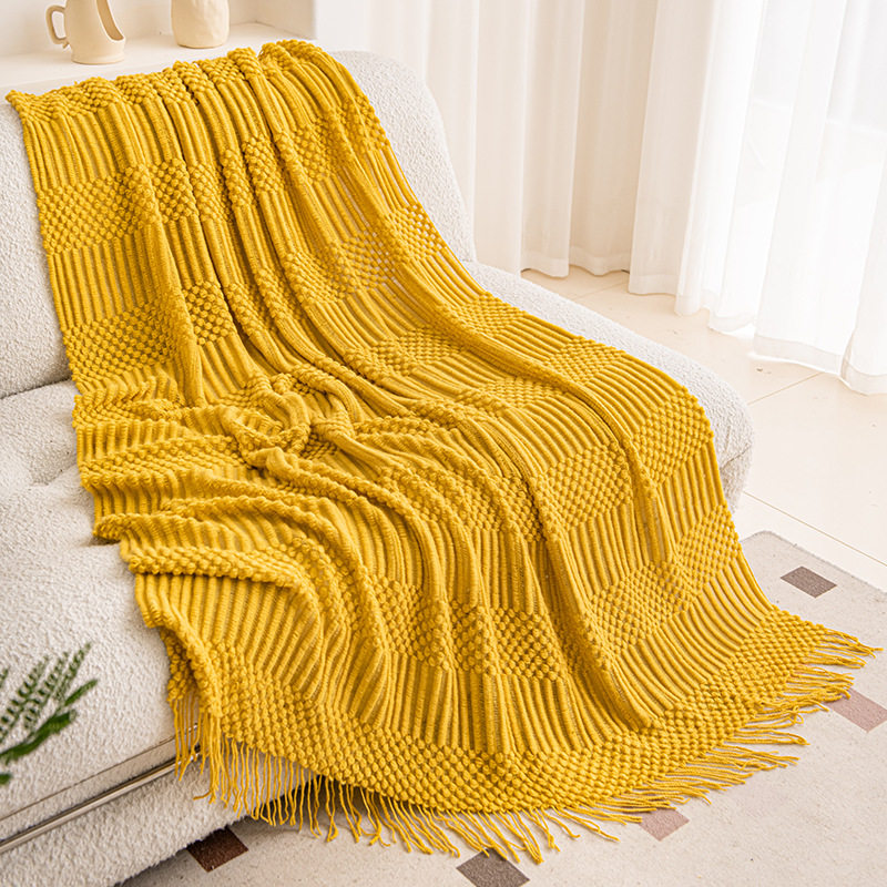 Light Luxury Ins Sofa Blanket Solid Color Air-conditioning Blanket Light Luxury Style Blanket Office Nap Blanket Homestay Decorative Blanket Autumn and Winter