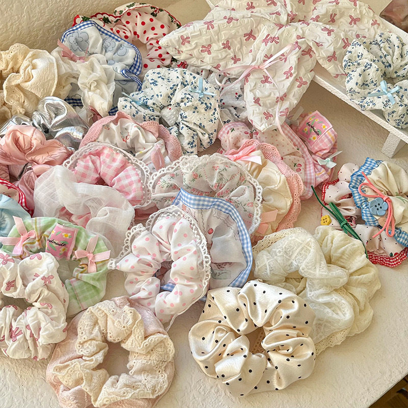 Spring and summer sweet lace large intestine hair ring 2025 new elegant high-end feeling large ball hair rope hair accessories