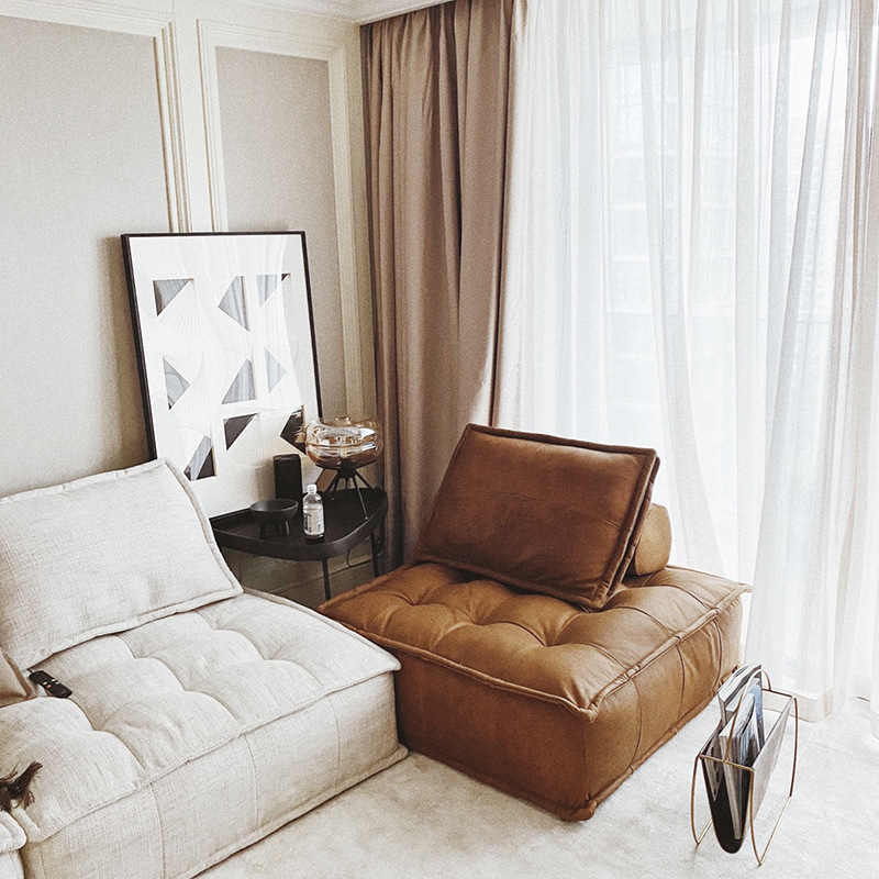 北欧工业风皮埃蒙特布艺沙发豆腐块沙发意式组合模块客厅科技布
