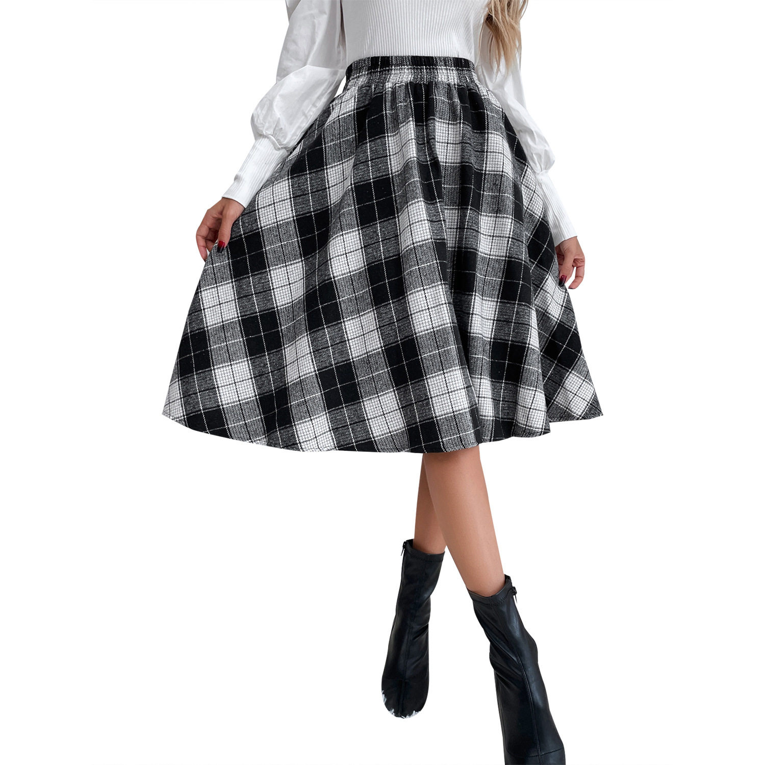 High Waisted A Line Plaid Skirt Fashionable Versatile Elegant Perfect for Casual or Office Wear Wholesale Available