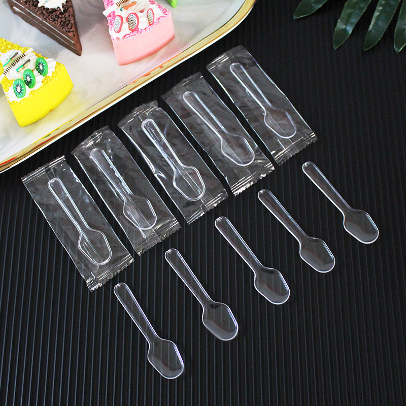 Disposable Spoon Snowball Digging Spoon Plastic Transparent Ice Cream Spoon Ice Cream Yogurt Pudding Spoon Separate Packaging