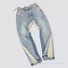 Gallery Dept. Denim Bell-Bottom Washed Distressed Patchwork Jeans