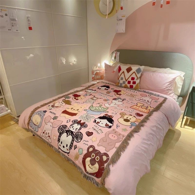 Cross-border Internet Famous Ins Style Double-sided Sofa Towel Multi-purpose Blanket Blanket Pink Pooh Sofa Cover Cushion