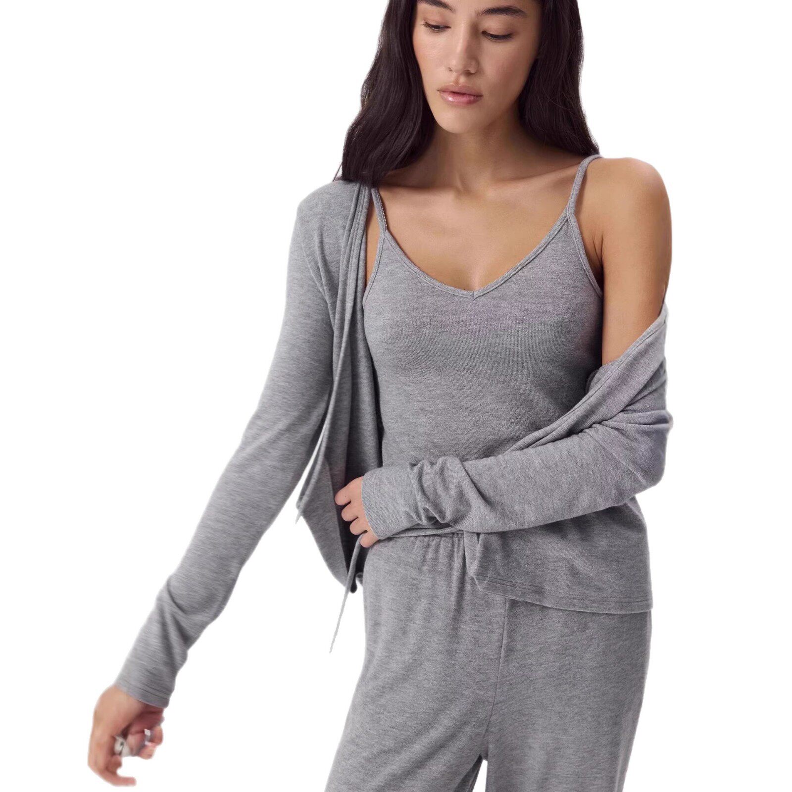 Womens Soft Modal 3 Piece Set Casual Cardigan Tapered Pants and Cami Top Autumn Winter Fashion Wholesale Available