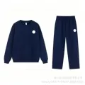 Navy blue round neck straight suit