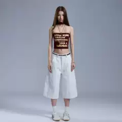 Summer Simple Straight-Leg Wear-Resistant Washed Enzyme-Processed American Retro Versatile Casual Wide-Leg Cropped Cotton Pants