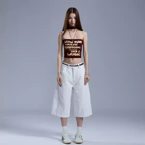Summer Simple Straight-Leg Wear-Resistant Washed Enzyme-Processed American Retro Versatile Casual Wide-Leg Cropped Cotton Pants