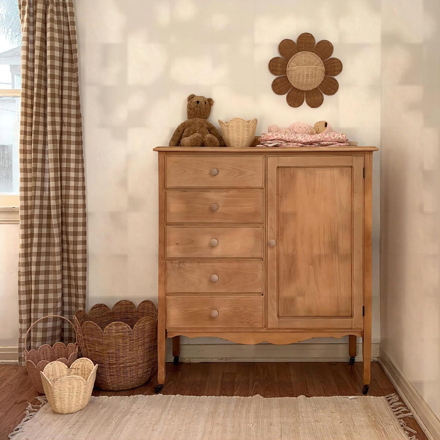 Nordic Rattan Woven Basket Entry Key Storage Basket Bathroom Sun Flower Wall Hanging Basket Children's Room Decorative Wall Hanging Basket