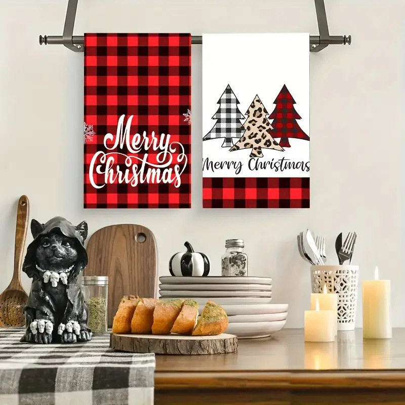 Xiyintem Christmas 4-Pack Dish Towels Microfiber Home Multi-Functional Printed Hand Towels