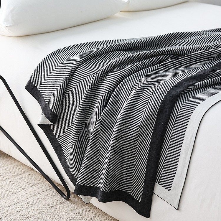 Nordic Simple Style Knitted Summer Nap Air-Conditioned Blanket Blanket Bedside Towel Blanket New Thread Blanket Sofa Blanket