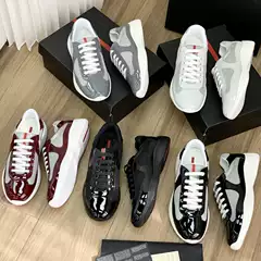 Top Version P Home America Cup Series New Classic Casual Sports Shoes Accessible Luxury Patent Leather Stitching Fabric Men's Sneakers