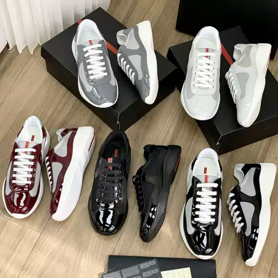 Top Version P Home America Cup Series New Classic Casual Sports Shoes Accessible Luxury Patent Leather Stitching Fabric Men's Sneakers
