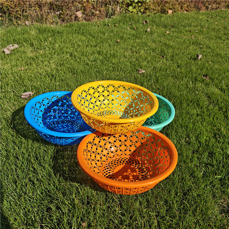 Drain Basket Plastic Cut Out Kitchen Household Vegetable Washing Basket Vegetable Basket Fruit Basket Round Drain Sieve