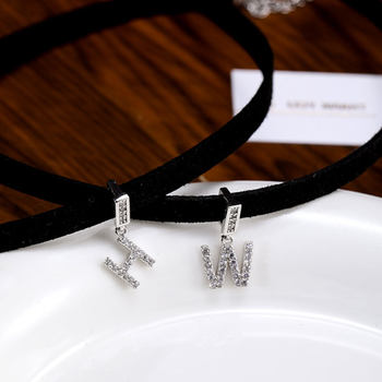 925 Sterling Silver Choker Clavicle Chain Letter Pendant Necklace Women's Choker Necklace 2024 New Style