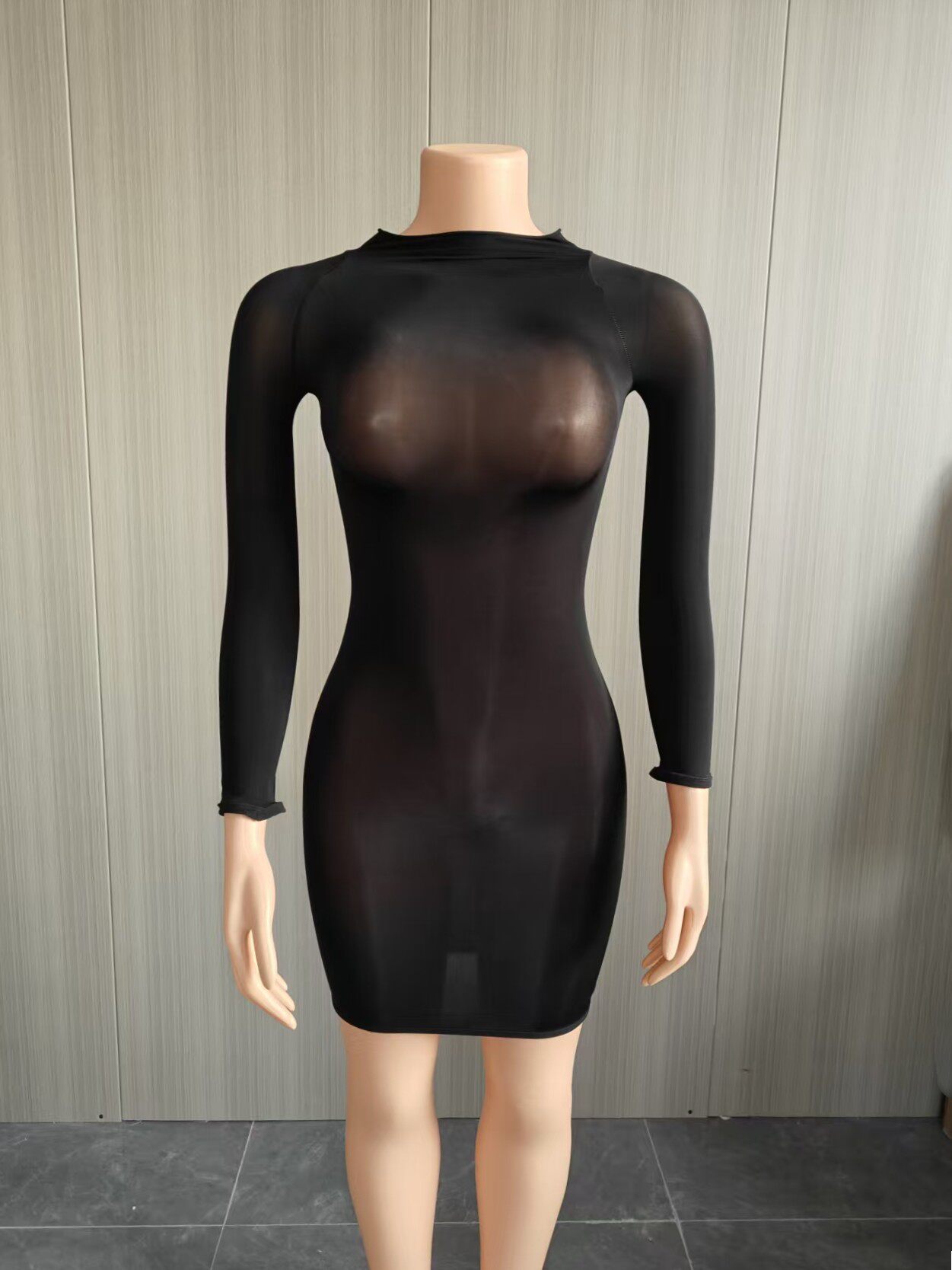 FF1472 欧美女装 性感超弹油光身体袜裙夜店性感透视裙