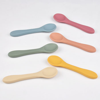 Mother and Baby Supplies Infant and Toddler Spoon Baby Food Supplement Feeding Training Tableware Anti-Fall Food Grade Silicone Large Spoon
