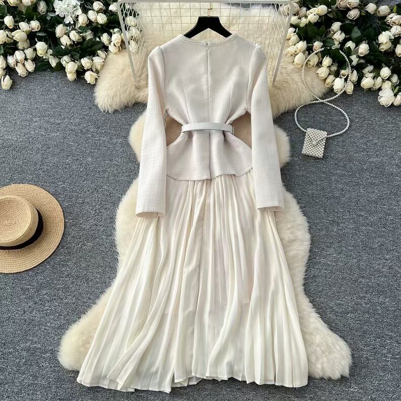 Elegant Womens Winter Dress High End Aesthetic Square Neck Waist Defining Slim Fit Unique Design Perfect for